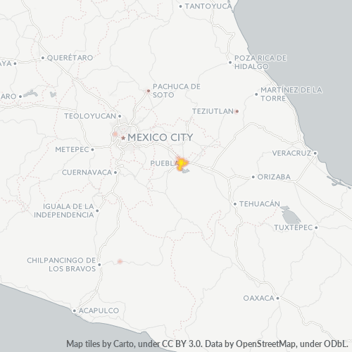 72090 Mapa de calor de densidad empresarial