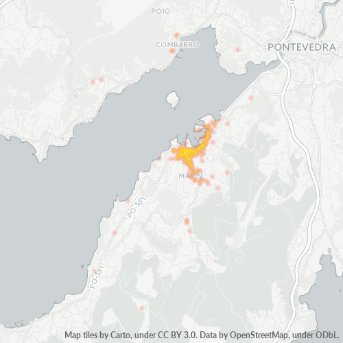 Mapa de calor para código postal 36900