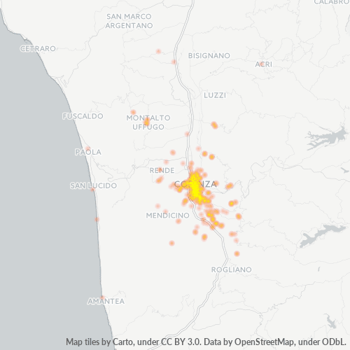 87100 Mappa di concentrazione per la densità di aziende