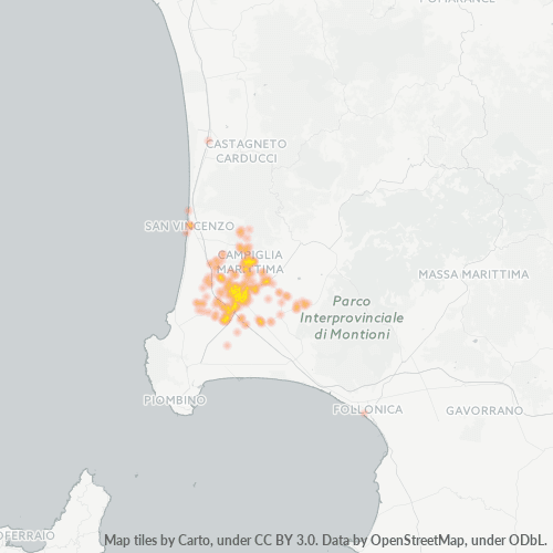 57021 Mappa di concentrazione per la densità di aziende