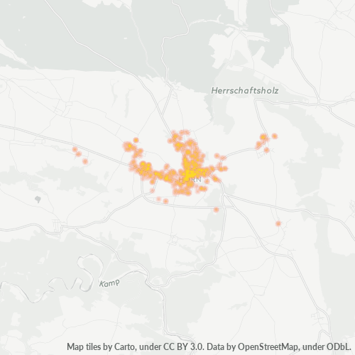 Heatmap für postleitzahl 3580
