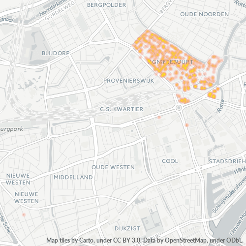 Heatmap voor postcode 3032