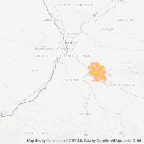 Carte de chaleur pour code postal 31290