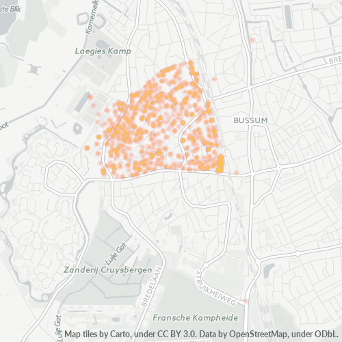 Heatmap voor postcode 1405