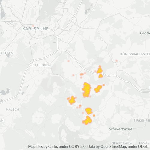 Heatmap für plz 76307