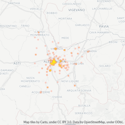 15100 Mappa di concentrazione per la densità di aziende