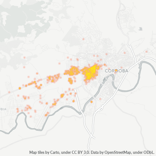 Mapa de calor para código postal 14005