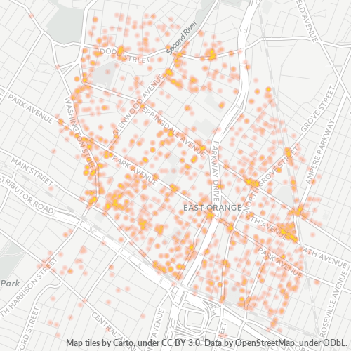 07017 Business Density Heatmap