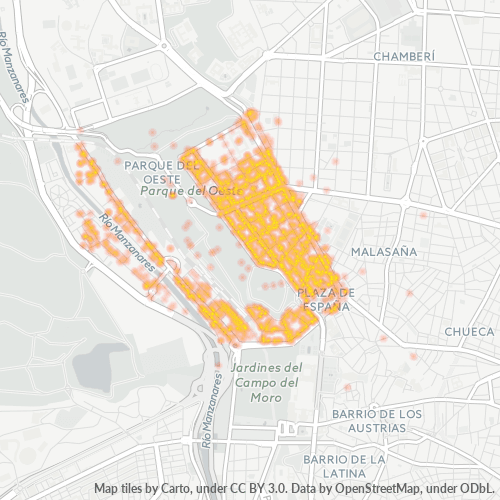 28008 Mapa de calor de densidad empresarial
