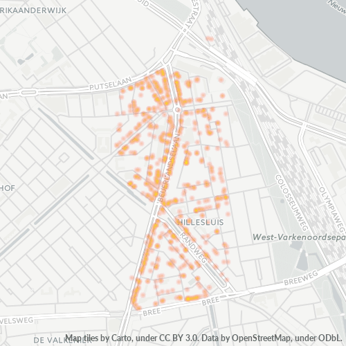 Heatmap voor postcode 3074