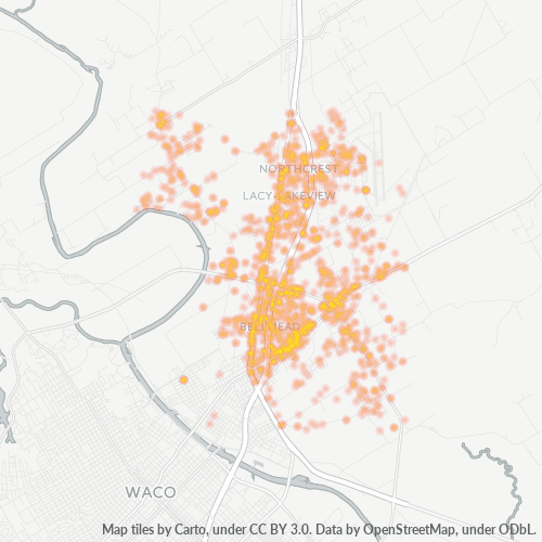 76705 Business Density Heatmap
