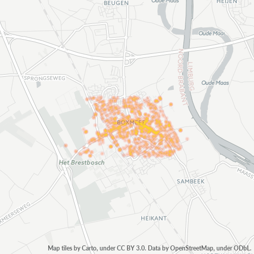 Heatmap voor postcode 5831