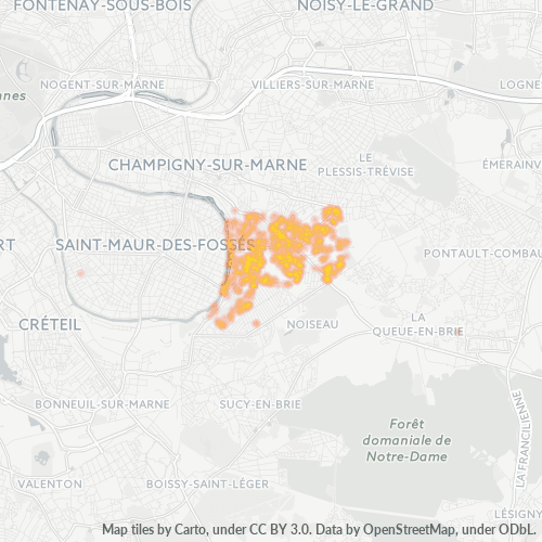 Carte de chaleur pour code postal 94430