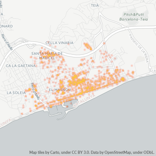 Mapa de calor para código postal 08320