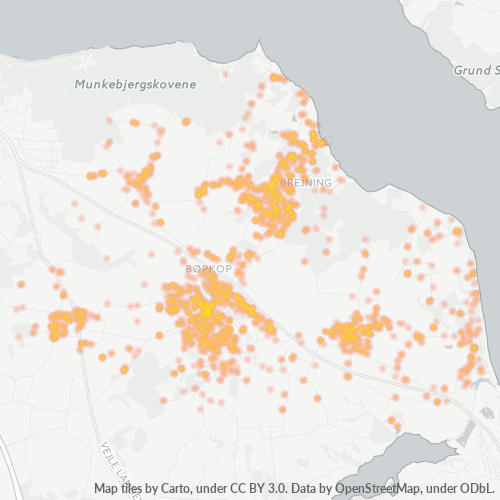 7080 Heatmap over forretningstæthed
