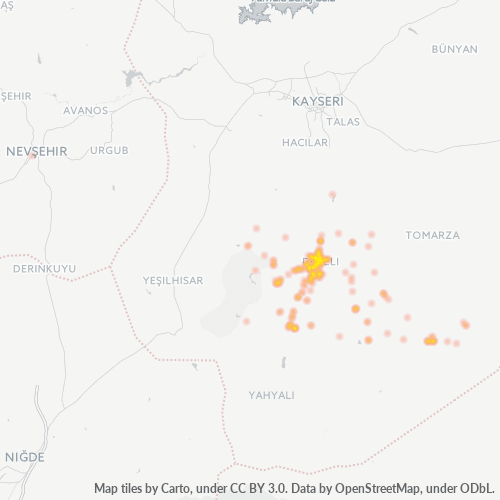 posta kodu 38400 için yoğunluk haritası
