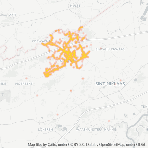 Heatmap voor postcode 9190