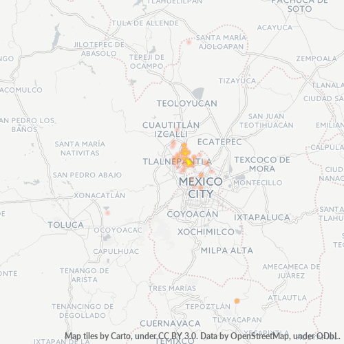 54160 Mapa de calor de densidad empresarial