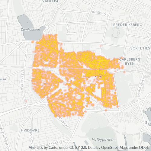 2500 Heatmap over forretningstæthed