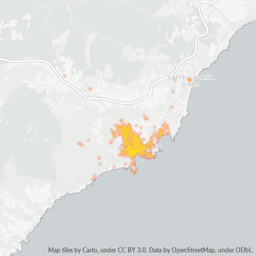 Mapa de calor para código postal 17220