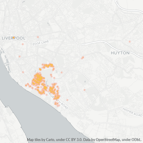 Heatmap for postal code L17