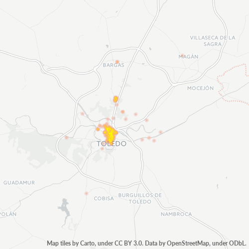 Mapa de calor para código postal 45003