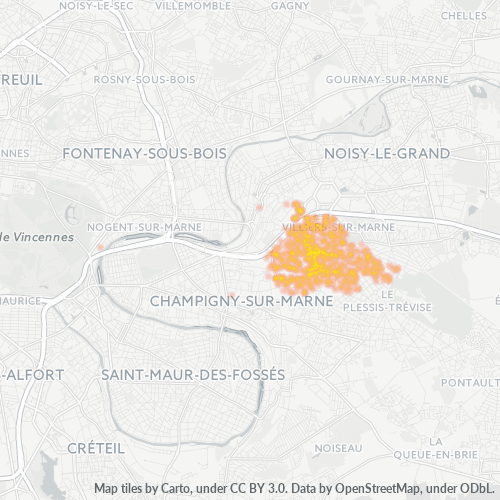 Carte de chaleur pour code postal 94350