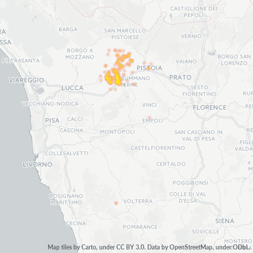 51010 Mappa di concentrazione per la densità di aziende