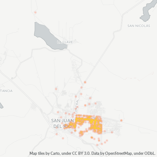 76806 Mapa de calor de densidad empresarial