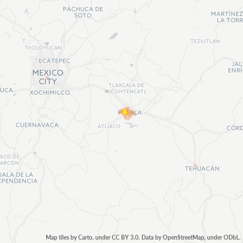 72150 Mapa de calor de densidad empresarial