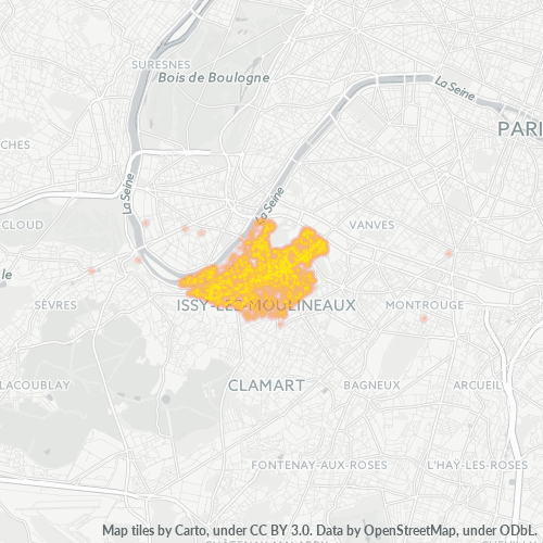Carte de chaleur pour code postal 92130
