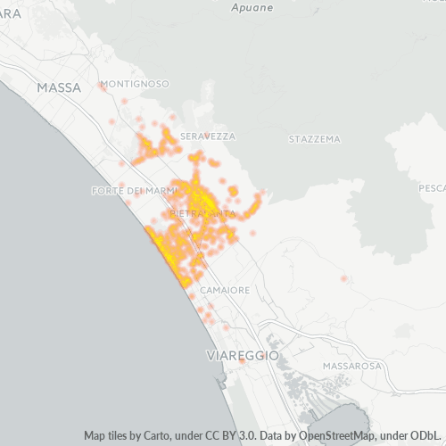 55045 Mappa di concentrazione per la densità di aziende