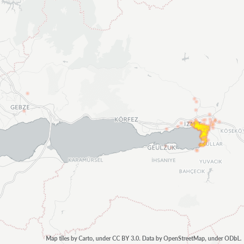 posta kodu 41040 için yoğunluk haritası