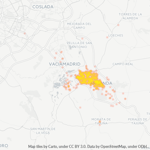 28500 Mapa de calor de densidad empresarial