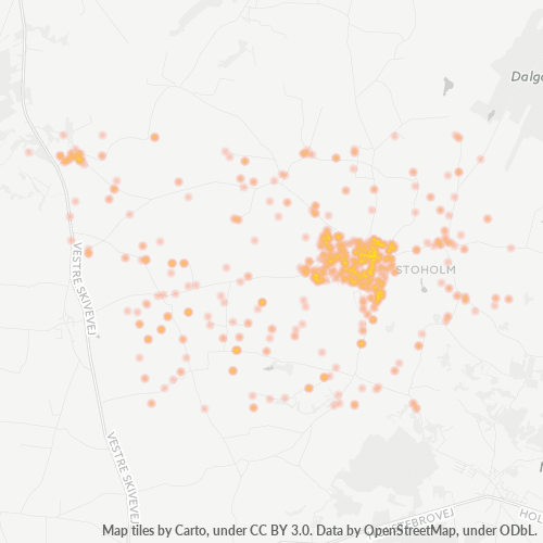 7850 Heatmap over forretningstæthed