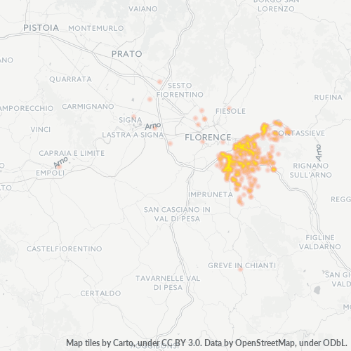 50012 Mappa di concentrazione per la densità di aziende