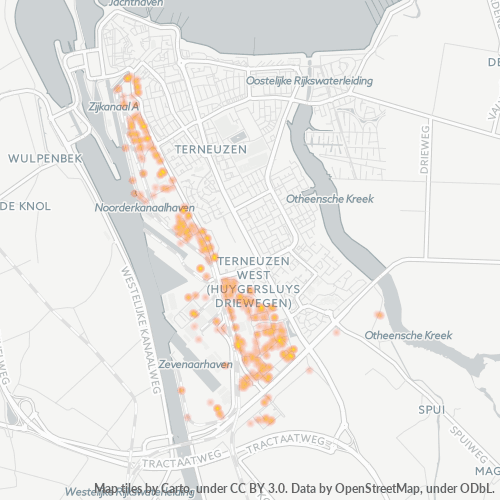 Heatmap voor postcode 4538
