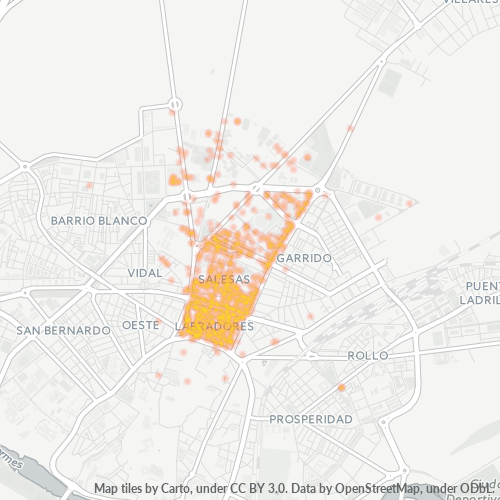 37005 Mapa de calor de densidad empresarial