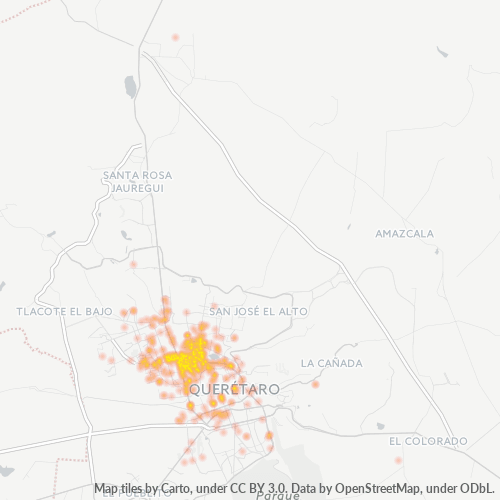 76130 Mapa de calor de densidad empresarial