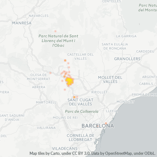 Mapa de calor para código postal 08228