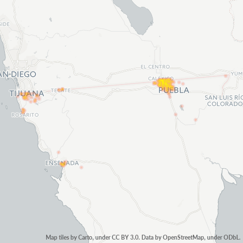 21000 Mapa de calor de densidad empresarial