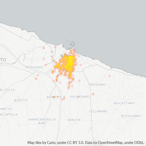 70124 Mappa di concentrazione per la densità di aziende