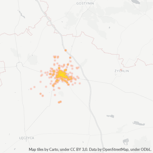 99-300 Mapa intensywności działalności gospodarczej