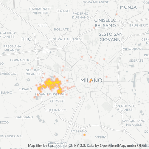 20152 Mappa di concentrazione per la densità di aziende