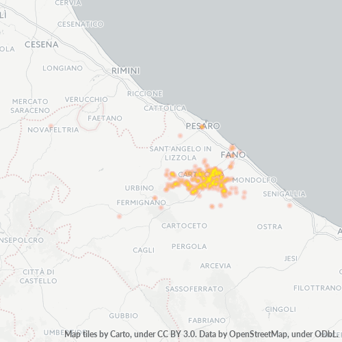 61030 Mappa di concentrazione per la densità di aziende
