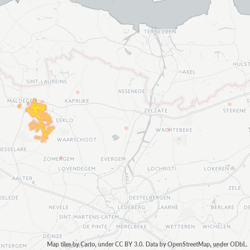 Heatmap voor postcode 9991