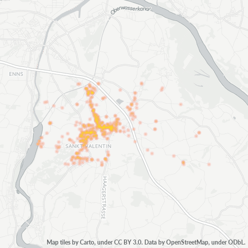 Heatmap für postleitzahl 4300
