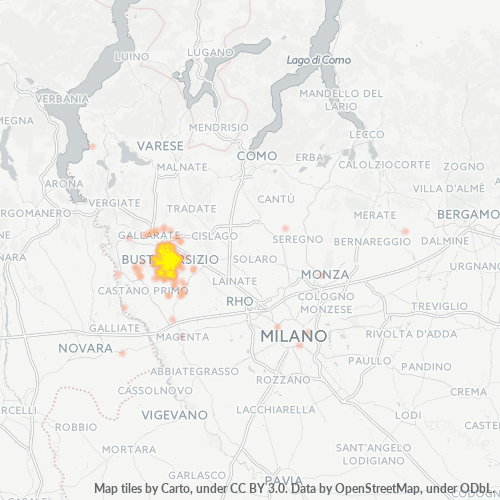 21052 Mappa di concentrazione per la densità di aziende