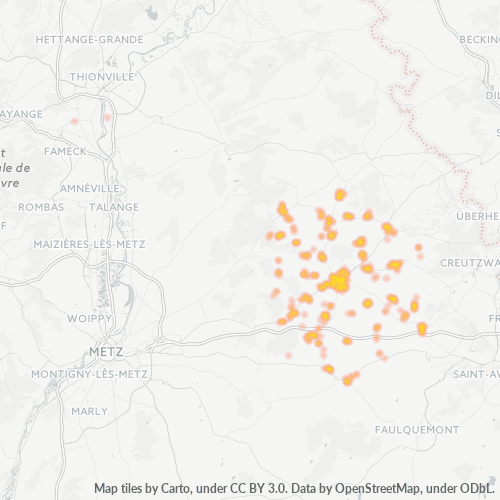 Carte de chaleur pour code postal 57220