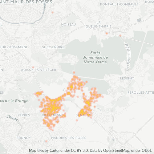 Carte de chaleur pour code postal 94440
